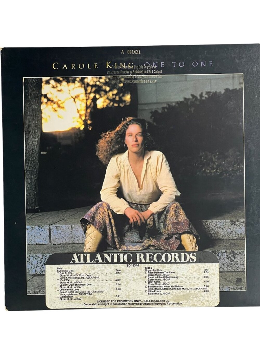 Carole King One to One 1982 Atlantic Promo Vinyl LP SD 19344